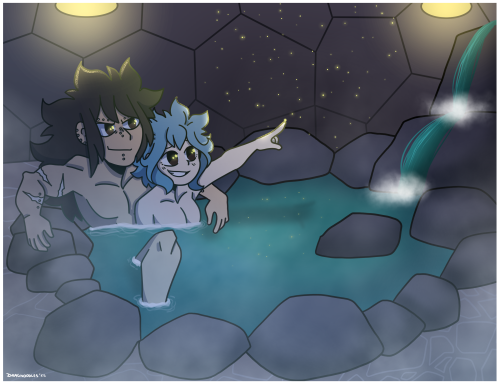 Gajevy Week 2022 Day 7: Firefly ✨ I’ve never drawn a hot springs scene before so here&rsq