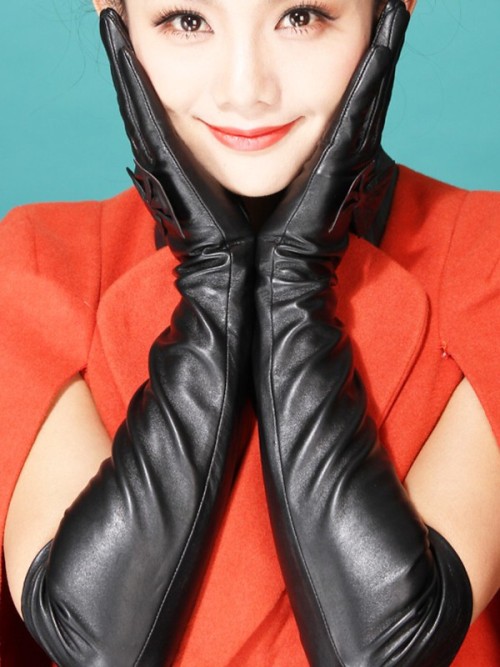 black leather gloves