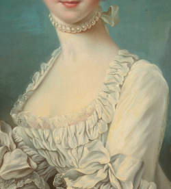 detailsofpaintings:  François Hubert Drouais and Studio, Portrait of a Lady, said to be Mademoiselle de Forges (details) c. 1770  