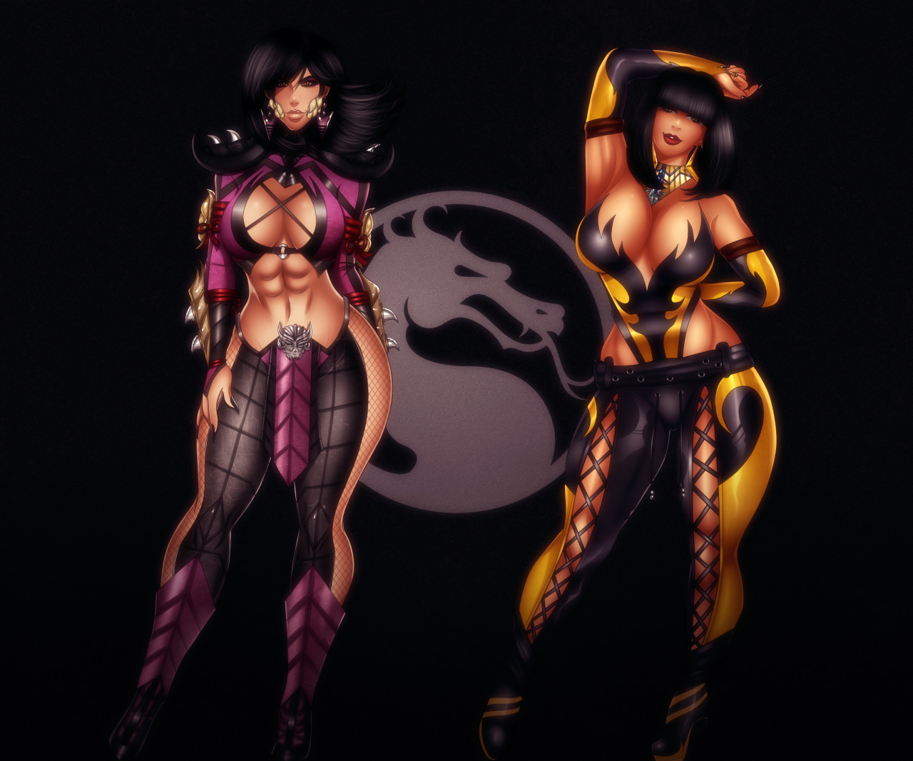 realjassycoco:  Free MKX wallpaper I made of redesigned kostumes for Tanya and Mileena.