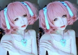 anzujaamu:  Same lenses, different wigs!Lenses are Dolly Eye Blythe Pink from UNIQSO.Review is up here!Don’t forget to use the code “anzujaamu&ldquo; for a %10 discount~! 