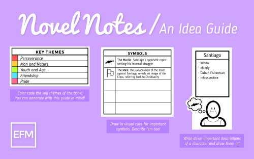 ennui-for-me:# 5 Novel NotesThese printables are intended to help you get started on reading that no