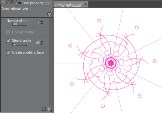 elactobuddy:  nbteen:  how do u do this ? what program is this ??  This is clip studio paint! (either pro or ex im not sure but for sure its clip LOL!) They’re using the symmetrical ruler to help them draw. see? (my example is not as pretty as theirs