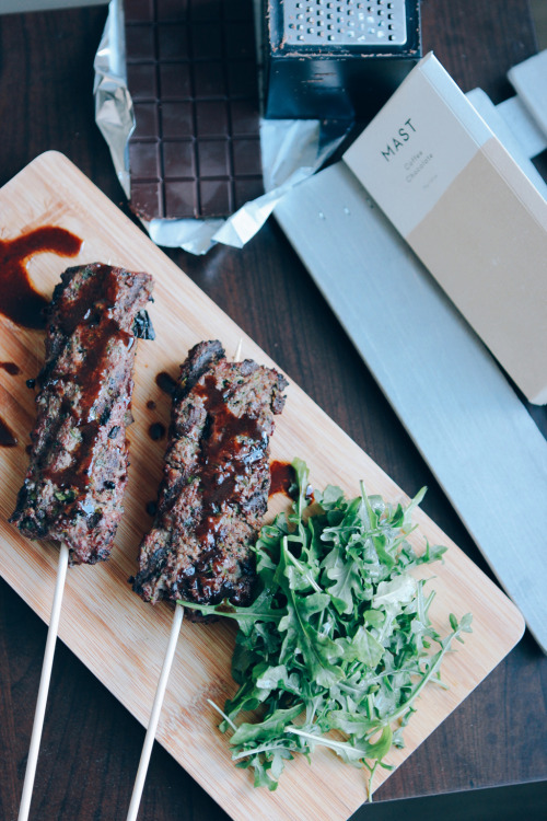 Bison Kebabs With Red Wine Chocolate Glaze ft. @mastbrothers - A hint of dark chocolate adds bold fl