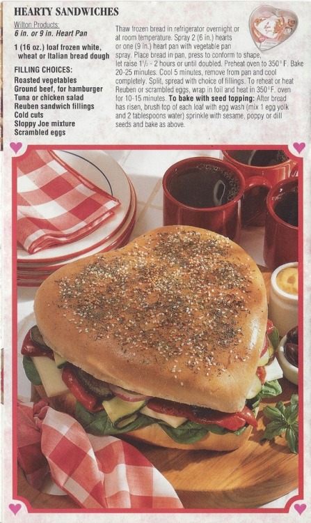 churchnotmadewithhands: scans from a valentines day recipes leaflet that was in a 90s cooking magazi