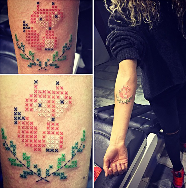 infected-girls:  icantbeyournancy:  boredpanda:    Cross-Stitch Tattoos By Turkish