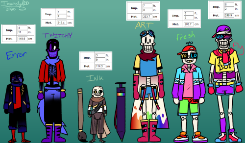 Papyrus Propaganda — Made a height chart of my Bastard Squad and their