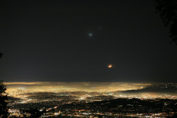 citylandscapes:  Los Angeles from an observatory with clear sky showing the planets Jupiter and Venus  Amazing