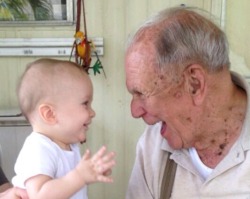 reasonsmykidissmiling:  &ldquo;He’s meeting his great-grandfather for the first time.&rdquo; Submitted By: Nicole T. Location: Pennsylvania, United States