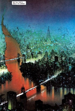 comicbookvault:  Gotham City by Berni Wrightson &amp; Bill WrayBATMAN: THE CULT #1 (Aug. 1989)