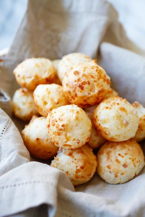 angelkin-food-cake:   Bacon Parmesan Gougeres  -4 strips of thick-sliced bacon or 4 slices canadian bacon -½ cup whole milk -4 Tbsp. (½ stick) unsalted butter -1 tsp. salt -1 tsp. onion powder -½ tsp. sugar -1/8 tsp. cayenne -1-¼ cups bread flour,