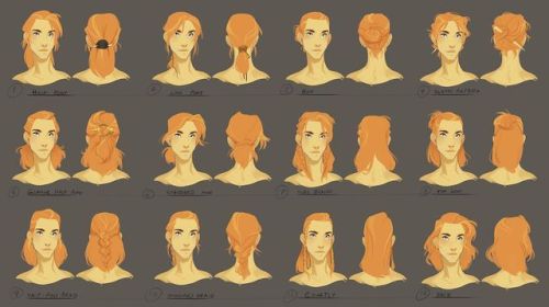 Some hairstyle explorations and some crappy handwriting!  I can’t decide if I like the lo