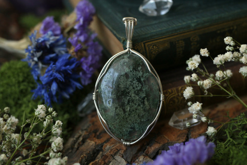 90377: Ocean jasper, ruby in fuchsite and moss agate pendants in sterling silver handmade by me.Avai