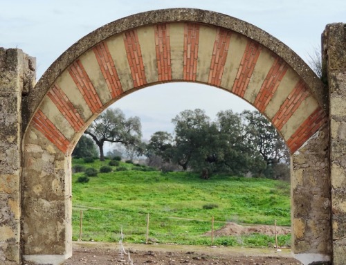 Dos arcos reconstruidos en estilo morisco, Medina Azahara, Córdoba, 2016.Most of what one sees at th