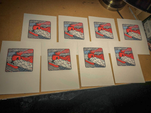 I made a linocut based on my drawing of a dwarf. This is still a small trial edition of eight copies