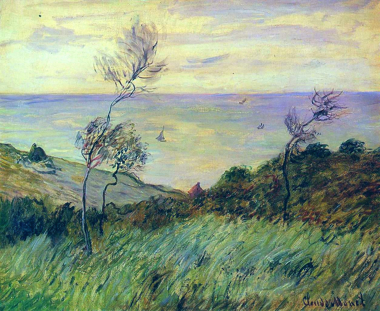 Claude Monet, Cliffs of Varengeville, Gust of Wind, 1882