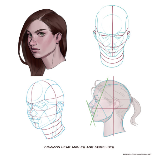 Tips for drawing and painting most common head angles. I would call it’s a “cheat sheet” when you ha