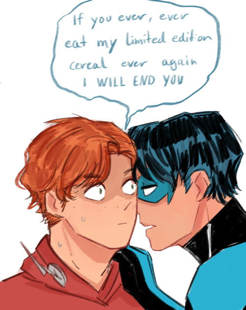 allineedisonedream: how to not get on Nightwings bad side a guide book by wally west: - don’t eat Ni