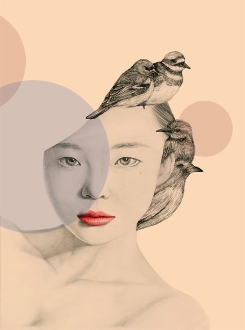 OkArt aka Okjungok (Korean, Seoul, Korea, Republic of) - 1-5:  From The Girl And The Birds series, 2
