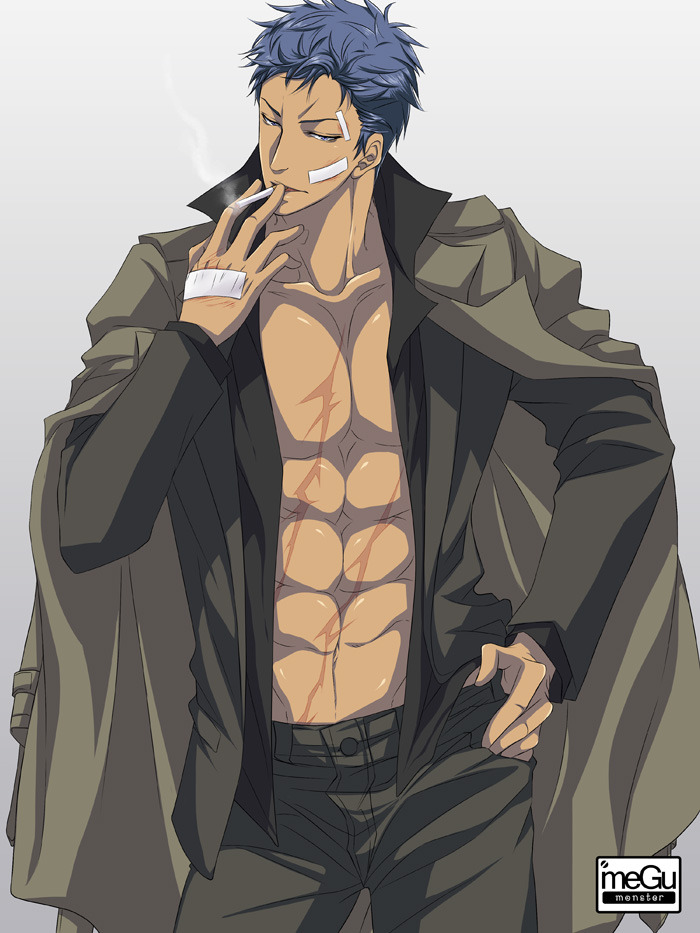 megu-is-monster:   Aomine as a mafioso (or maybe a yakuza boss) with a pushed up