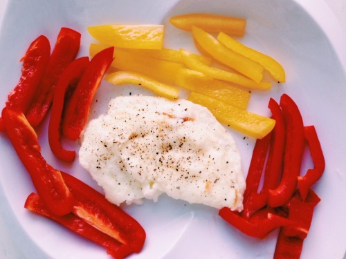 Post workout snack: Egg whites and peppers