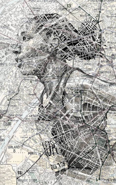 culturenlifestyle:  Ink and Pencil Drawings Conceal Human Faces In Maps UK artist Ed Fairburn uses maps as his canvas to create beautiful and intriguing ink and pencil drawings. The maps’ details, roads and geographical markings give each subject texture,