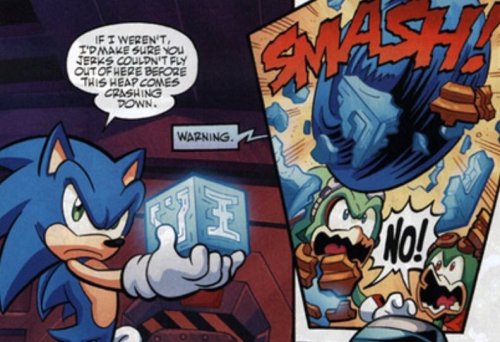 ruinedchildhood:  Sonic threw a moon, had the Infinity Gauntlet and the Tesseract before Thanos. Only he can save us. 😭