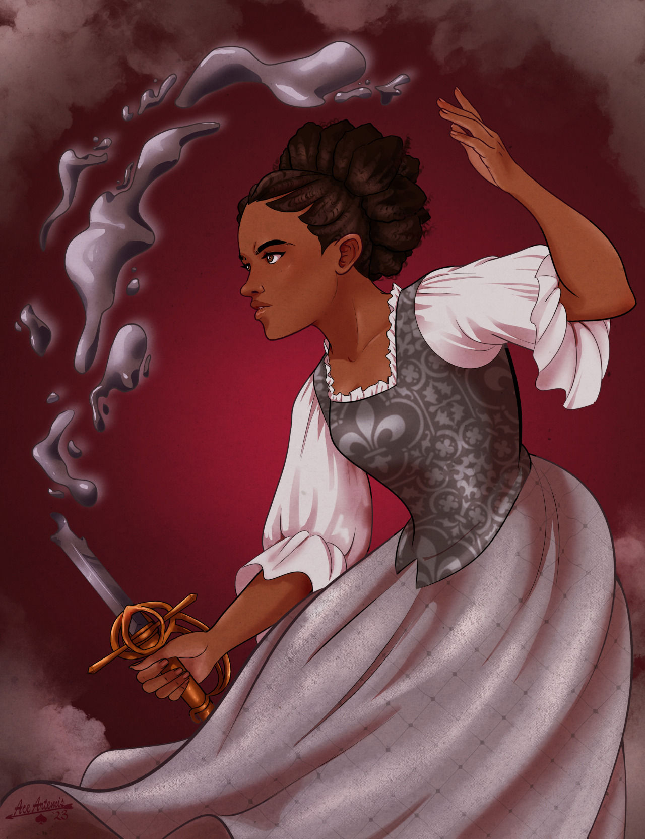 ace-artemis-fanartist:
“Joan from That Self-Same Metal by Brittany N. Williams.
This was one of my top fave books of this year! It has queer characters, monstrous fae, metal magic, sword fighting ladies, and so much more!
”