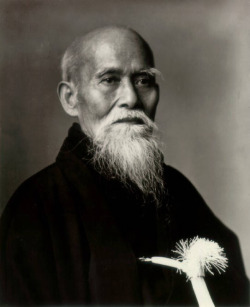 rubyrenegade:  ankh-kush:  Morihei Ueshiba was a famous Japanese martial artist and philosopher who is best known as the founder of Aikido. He designed his art as a system of self-defense that also cared for the well being of the attacker. This unique