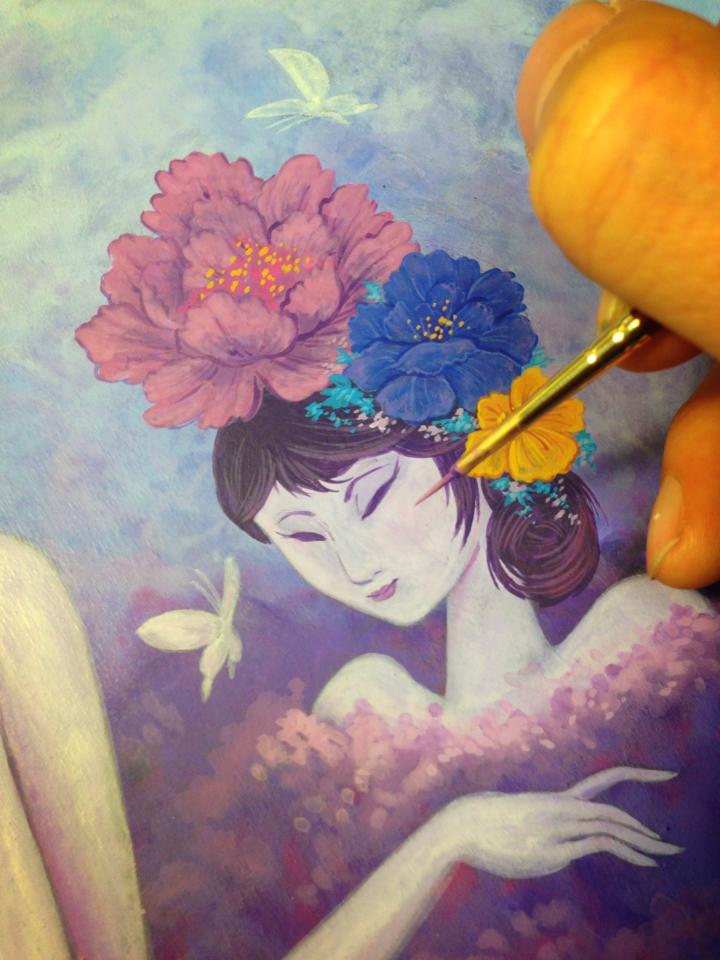martinhsu:  “Blossom” and “Flutter”, 12” x 12” / cel vinyl on wood new
