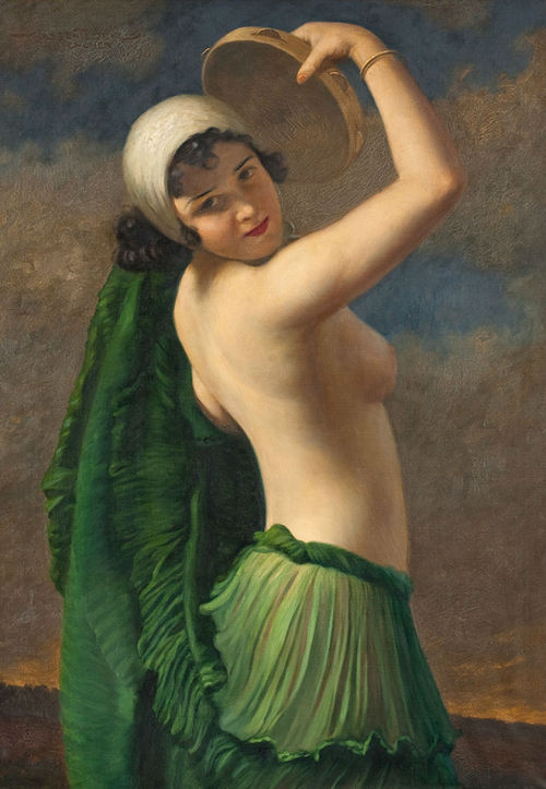 books0977: Dancer with Tambourine. Hans Hassenteufel (German, 1887-1943). Oil on canvas. Hassenteufe