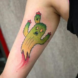 fourthkindillustration: Cactus ghost complete with tumor baby for Maria! #pcrumptattoos #thebutcher #1337tattoos #gatattooers #griffinsalve #cactustattoo #cactusghost  (at The Butcher)