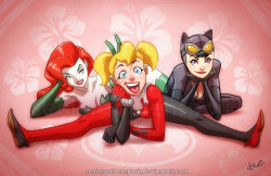 aberlopez:  Harley, Ivy And Catwoman  by