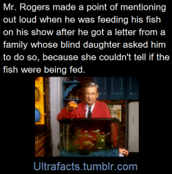 tofu-scrambler:  neilnevins:  ultrafacts:  Source For more facts, follow Ultrafacts  Mr. Rogers is a perfect example of doing something small and easy to accommodate those with a disability or making someone more comfortable that makes all the difference