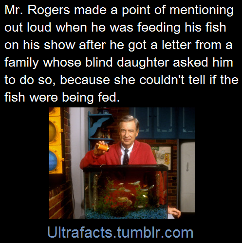 urbancripple:neilnevins:Mr. Rogers is a perfect example of doing something small and easy to accommo