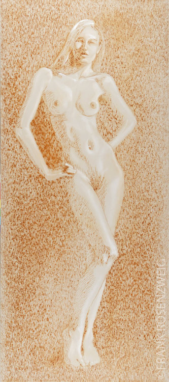 frank-rosenzweig:  “Middle Nude I” traces of rusty nails and some arcylic highlights on canvas, 31.5" x 71" / 80 x 180 cm, 2012, by Frank Rosenzweig, FB 