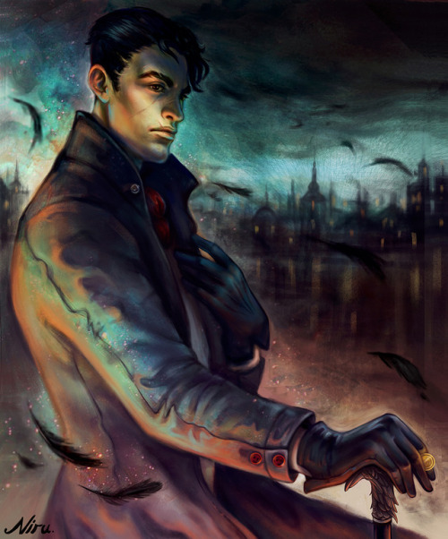 niru723:its my  old painting of  amazing kaz brekker  always imagined him looking over ketterdam.I w