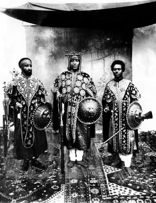 Future Emperor Haile Selassie (left) with Emperor Lidi Yassou, Emperor (center) and Iere Binu (a.k.a