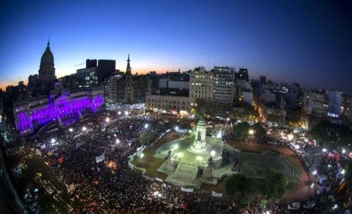 cutexluke:  3/6/15Massive argentinian   feminist protest against femicides and gender-based violence (There is a femicide every 31 hours here in Argentina… pretty fucked up). 100 peaceful manisfestations all over the country. Couldn’t be prouder of