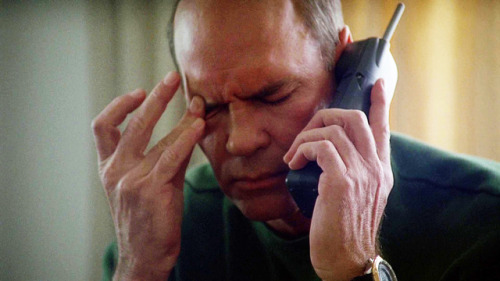 country3living: mappingthexfiles: How I picture Skinner every time Mulder calls. I’m rolling on the 