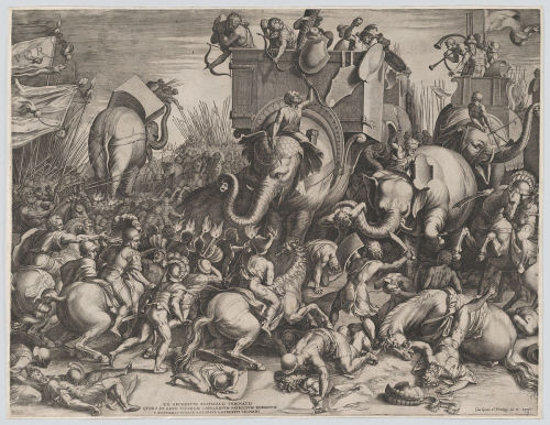 The Battle Between Scipio and Hannibal at Zama by Cornelis Cort (1550-78)