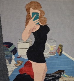 asylum-art:  Kinky Tapestry: by Erin M Riley  Using traditional tapestry techniques, Erin M.Riley weaves images of women in states of undress or exposure, personal objects or landscapes that are related to destruction and death. With her work, she is