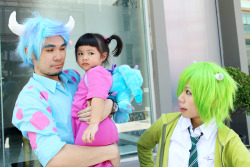 pamupamu:  Monsters,Inc.Qkung as James P. Sullivan / SulleyPam as Mike WazowskiNene as BooWe Scare Because We Care. 