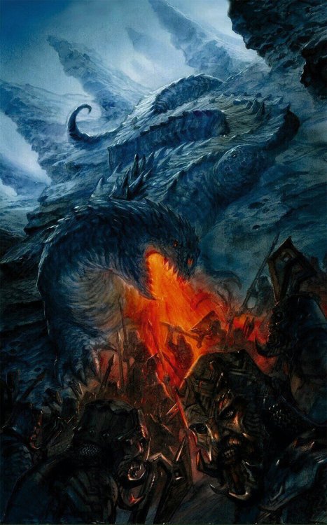 tolkienillustrations: Glaurung and Azaghâl by John Howe