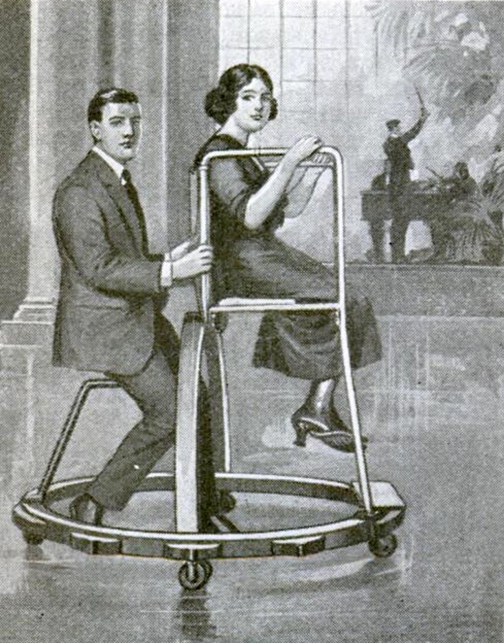 Dancing car, 1921. This dancing car moves easily about the floor on its Rubber-Tired