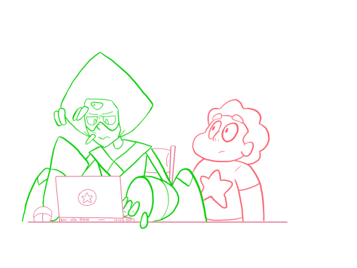 sketchedatrocities:Peridot is not enjoying earth.Dorito