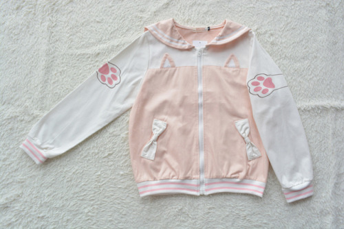 himifashion: Sailor Cat Pink Cotton Thin Jacket Girls Outer Coat