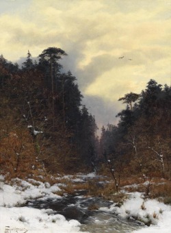 illuminate-eliminate:   Brook in the Winter Forest by Heinrich Gogarten, 1887. 