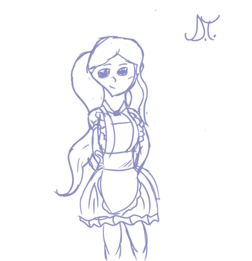 Really rough, quick sketch of Kisa in her Cafe uniform/dress.