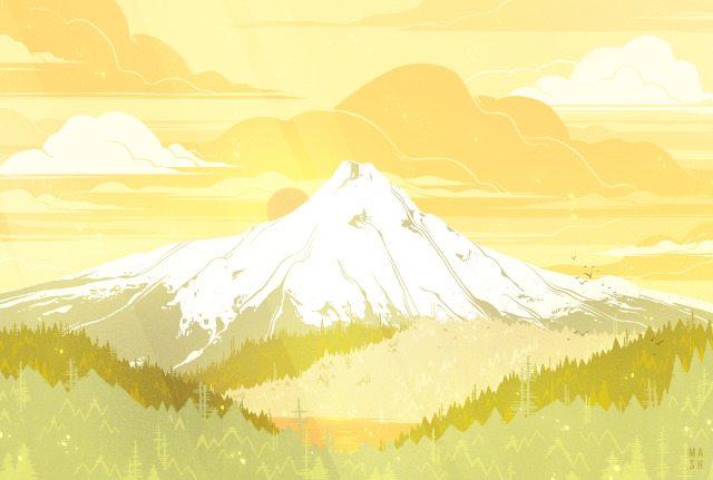 Made a few landscapes of Oregon landmarks. “Mount Hood” and “Cannon Beach”. Find prints and more.